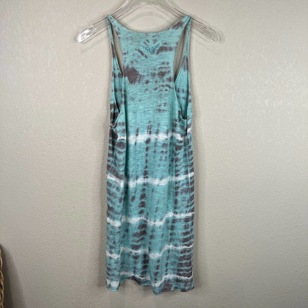 Zadig & Voltaire Tank Dress Women's Small Blue Tie Dye Linen Scoop Neck Pullover - Picture 8 of 12